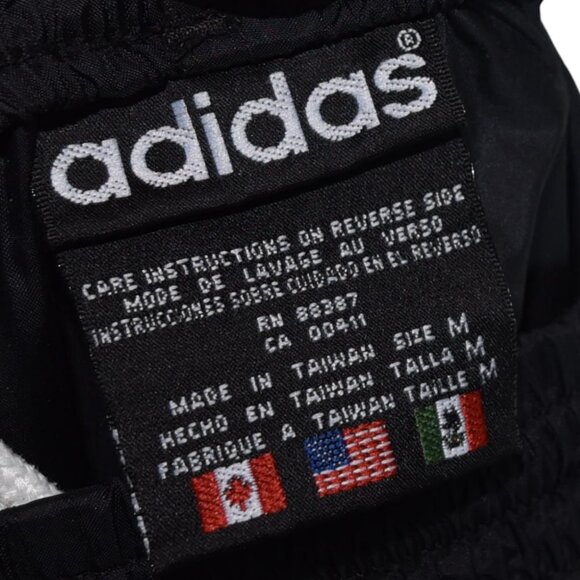 Adidas Vintage 90's Trefoil Nylon Track Pants M 100% Nylon Black White Stripes - Picture 9 of 9